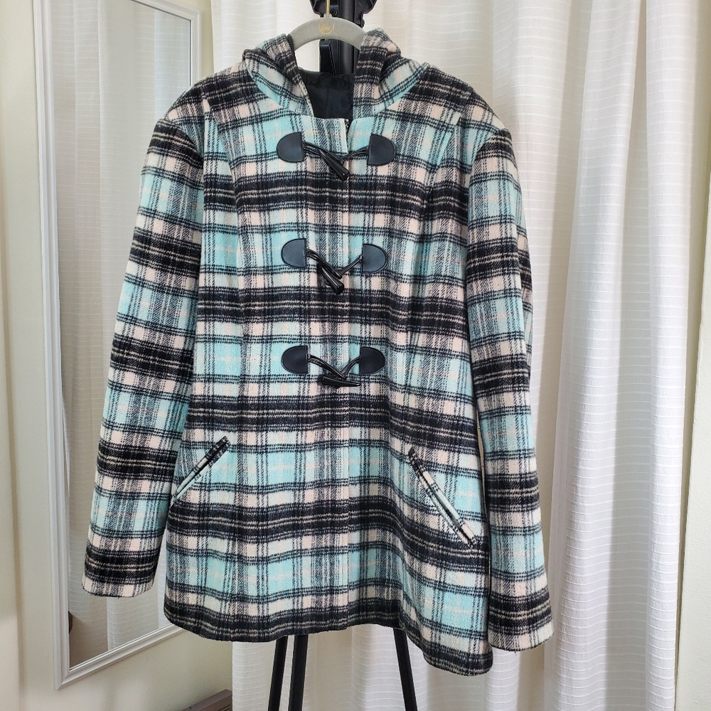 NY & Co blue, black, & cream Plaid Jacket size xl